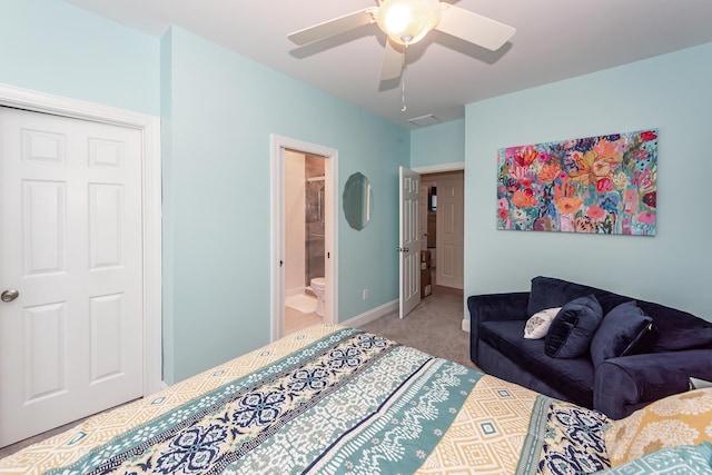 2226 Folly Rd, Charleston, SC 29412 - bedroom featuring carpet, connected bathroom, and ceiling fan