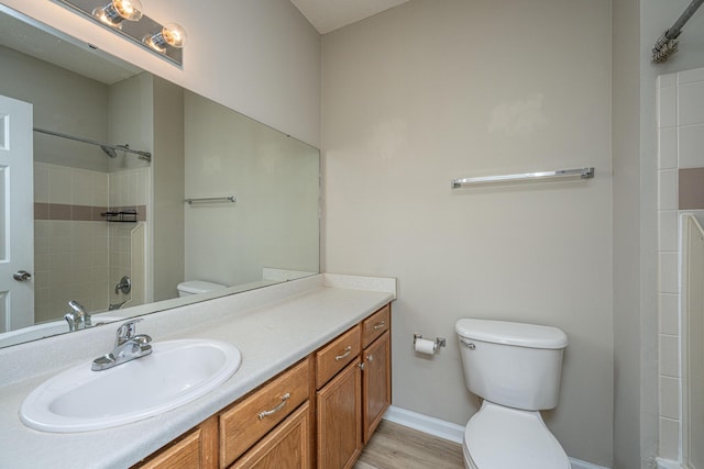 45 Scyamore Ave Unit 623, Charleston, SC 29407 - bathroom featuring vanity, a shower, and wood finished floors