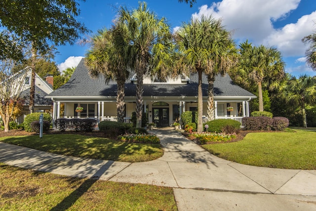 45 Scyamore Ave Unit 623, Charleston, SC 29407 - view of front of house with covered porch, a front lawn, and roof with shingles