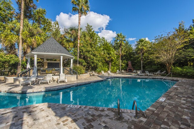 45 Scyamore Ave Unit 623, Charleston, SC 29407 - community pool with a gazebo, a patio area, and view of wooded area