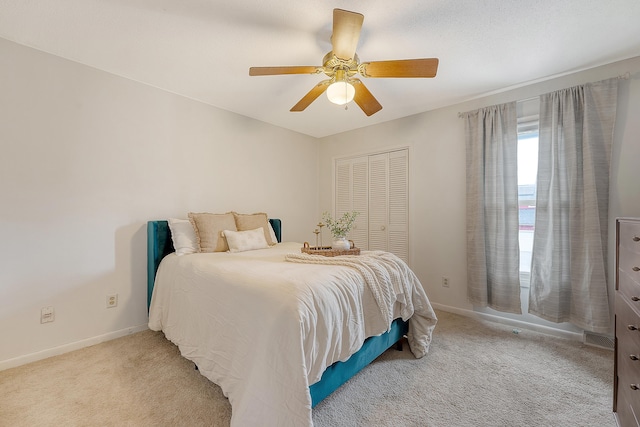 4636 Ashley View Ln, North Charleston, SC 29405 - bedroom featuring light colored carpet, a ceiling fan, and a closet