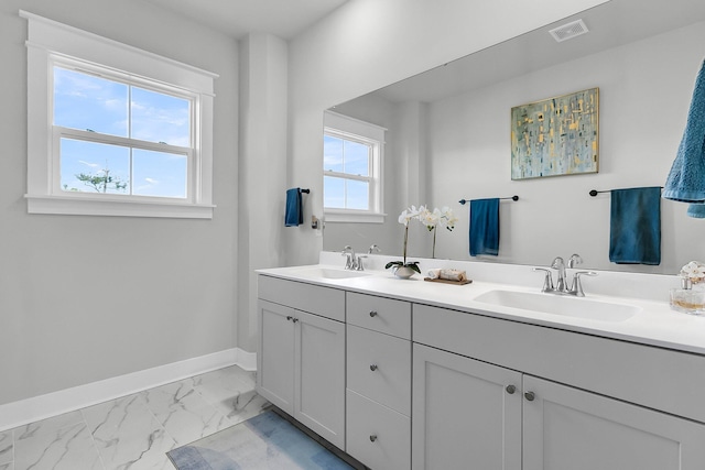 bathroom featuring plenty of natural light and vanity