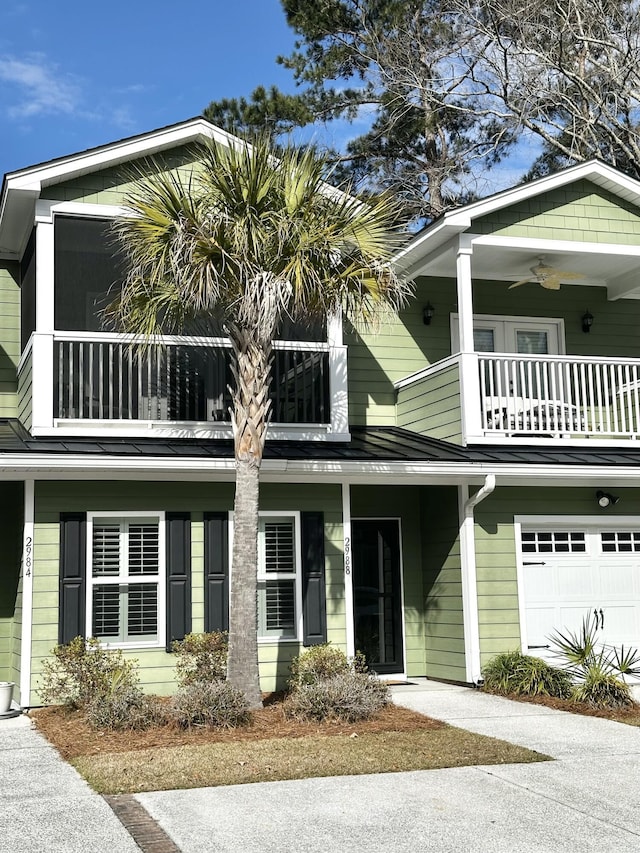 view of front of property with a balcony