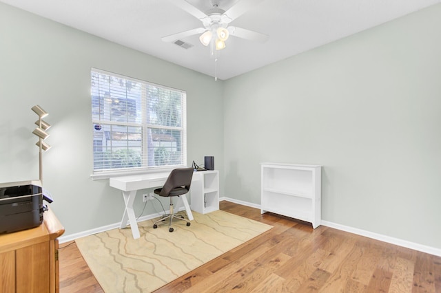 5406 Dwight Dr, North Charleston, SC 29420 - home office with wood finished floors and ceiling fan