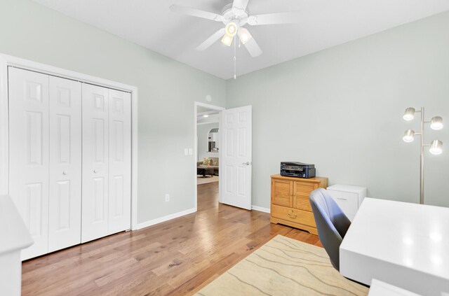 5406 Dwight Dr, North Charleston, SC 29420 - office area featuring wood finished floors and a ceiling fan