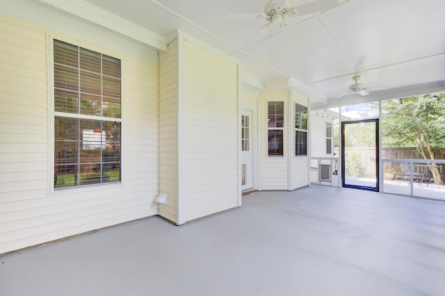 5406 Dwight Dr, North Charleston, SC 29420 - unfurnished sunroom featuring ceiling fan