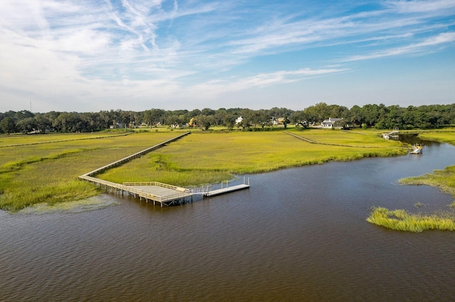 exterior space with a water view