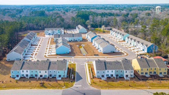 aerial view with a wooded view