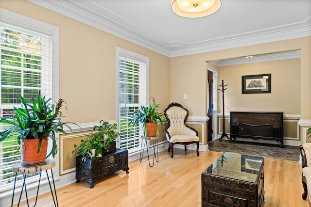 1551 Hutton Pl, Charleston, SC 29407 - sitting room featuring plenty of natural light, ornamental molding, and wood finished floors