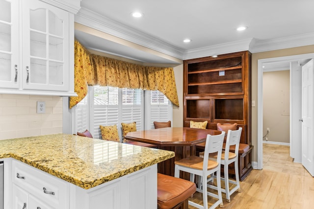 1551 Hutton Pl, Charleston, SC 29407 - dining space with ornamental molding, recessed lighting, and light wood finished floors