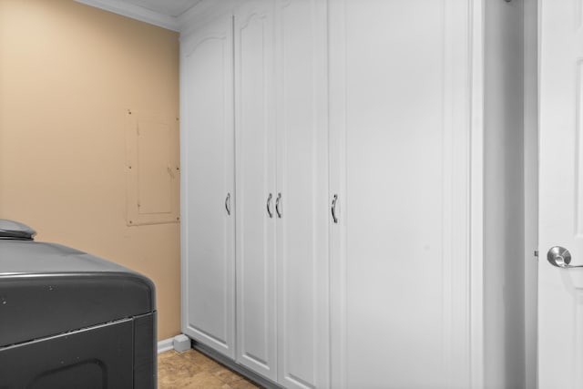 1551 Hutton Pl, Charleston, SC 29407 - washroom with washer / dryer, electric panel, and crown molding