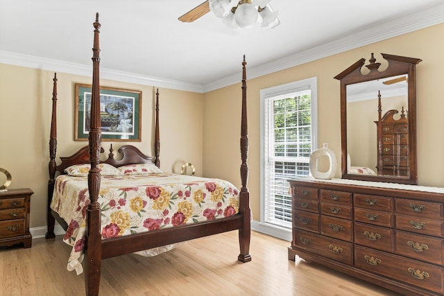1551 Hutton Pl, Charleston, SC 29407 - bedroom featuring ornamental molding, light wood-style floors, and ceiling fan