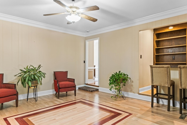 1551 Hutton Pl, Charleston, SC 29407 - sitting room with crown molding, wood finished floors, and a ceiling fan