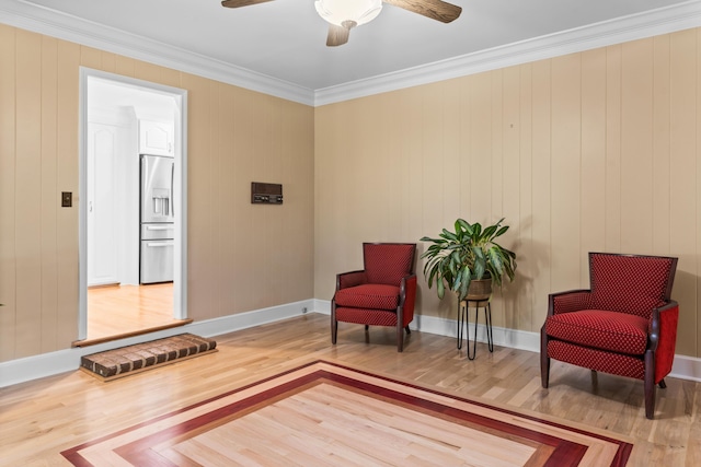 1551 Hutton Pl, Charleston, SC 29407 - sitting room with light wood-type flooring, crown molding, and ceiling fan