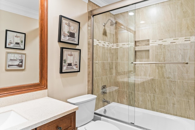 1551 Hutton Pl, Charleston, SC 29407 - full bathroom with vanity, crown molding, and combined bath / shower with glass door