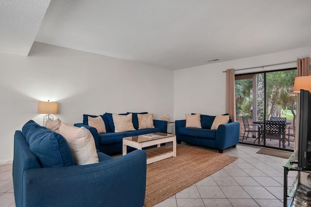 view of tiled living room