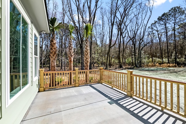 exterior space featuring a view of trees