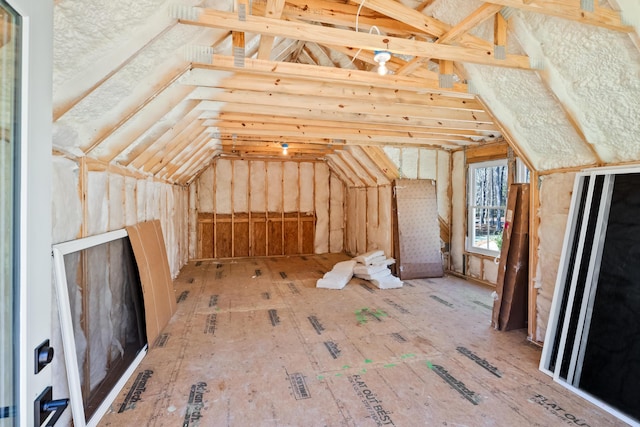 view of unfinished attic