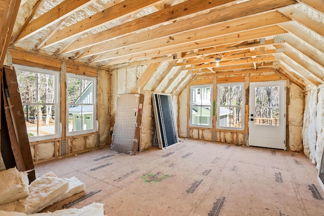 view of unfinished attic