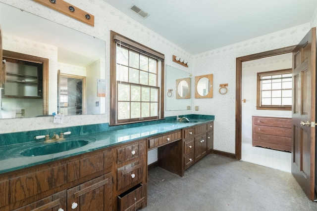 200 Old Postern Rd, Summerville, SC 29483 - bathroom with double vanity, plenty of natural light, and wallpapered walls
