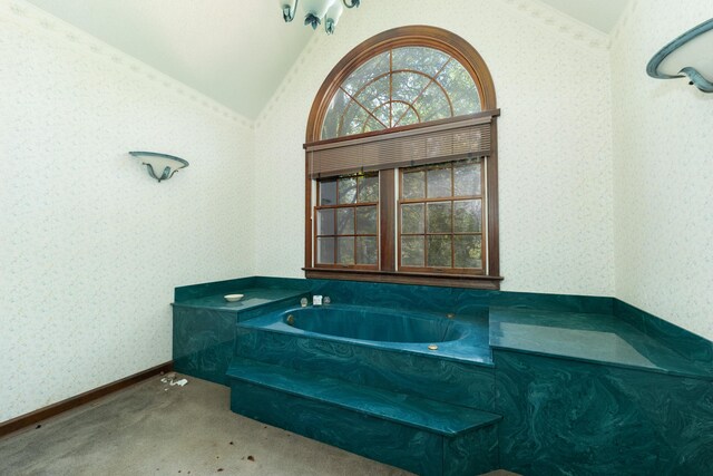 200 Old Postern Rd, Summerville, SC 29483 - bathroom with vaulted ceiling, a garden tub, and wallpapered walls
