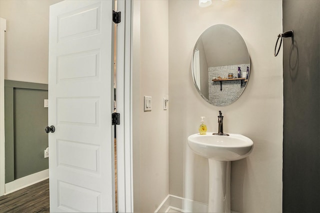 bathroom featuring hardwood / wood-style floors