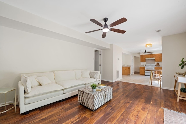 8112 Halifax Way N, Charleston, SC 29420 - living room featuring ceiling fan and light wood-style floors