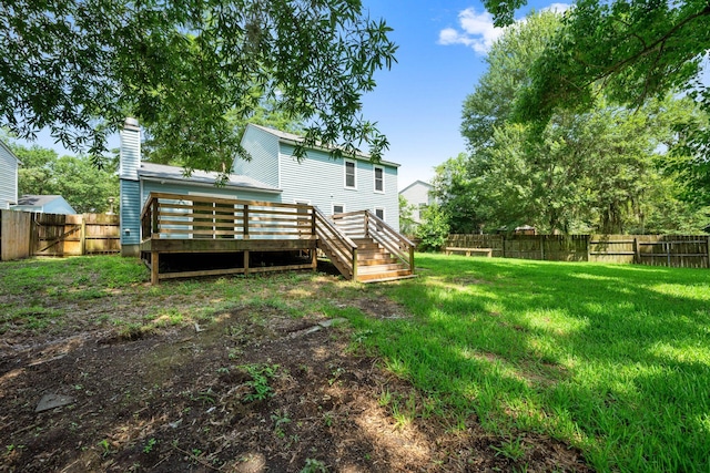 8112 Halifax Way N, Charleston, SC 29420 - back of property with a fenced backyard, a deck, and a chimney