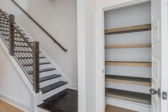 4067 S Rhett Ave, North Charleston, SC 29405 - staircase with wood finished floors and baseboards
