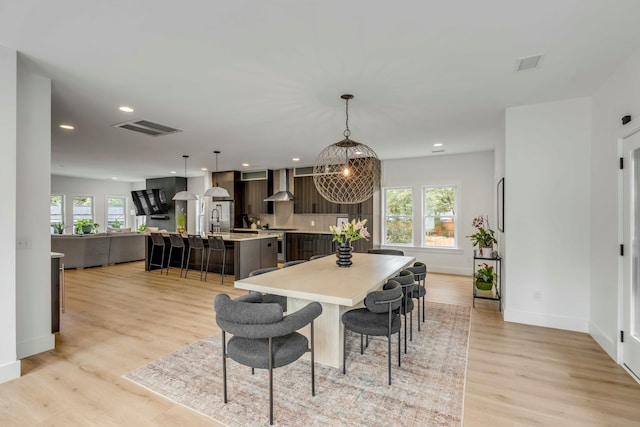 dining room with light hardwood / wood-style floors