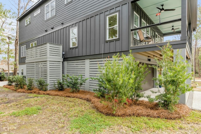 view of property exterior with ceiling fan