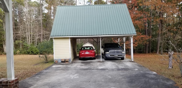 view of parking featuring a carport