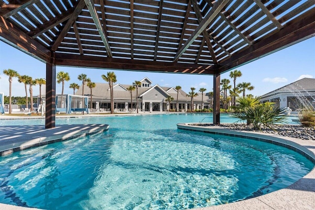 view of pool with a gazebo