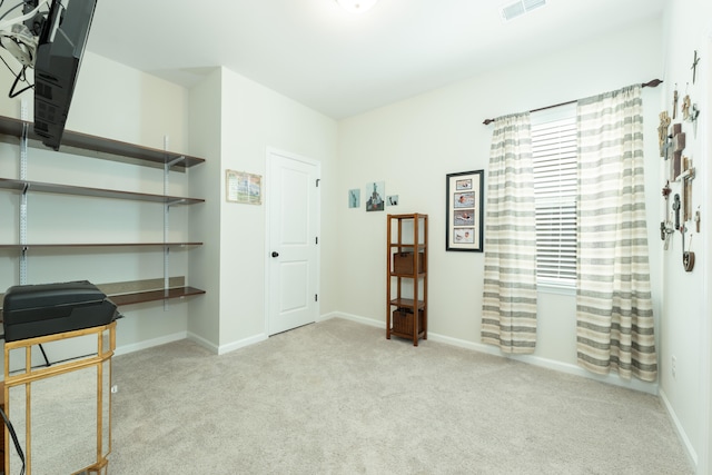 view of carpeted office space