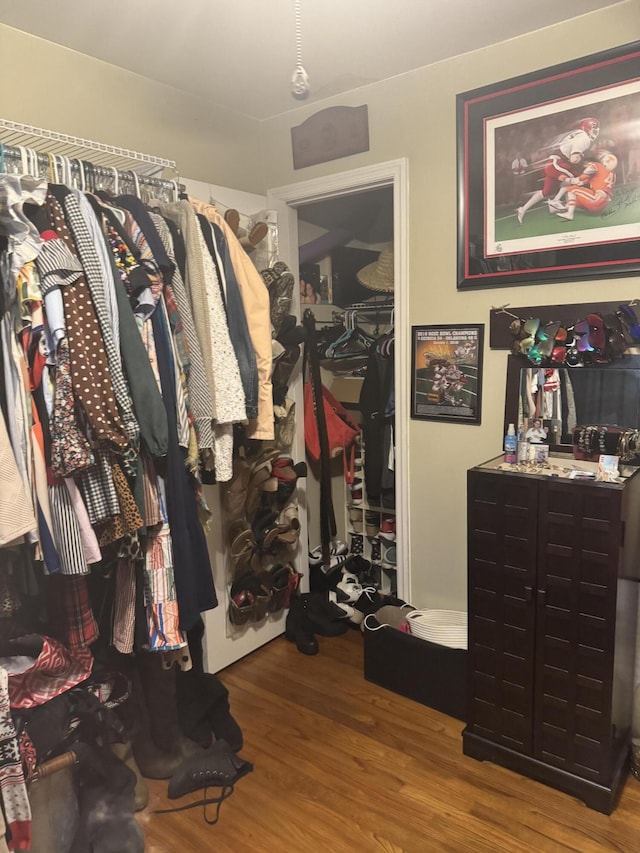 spacious closet featuring wood finished floors