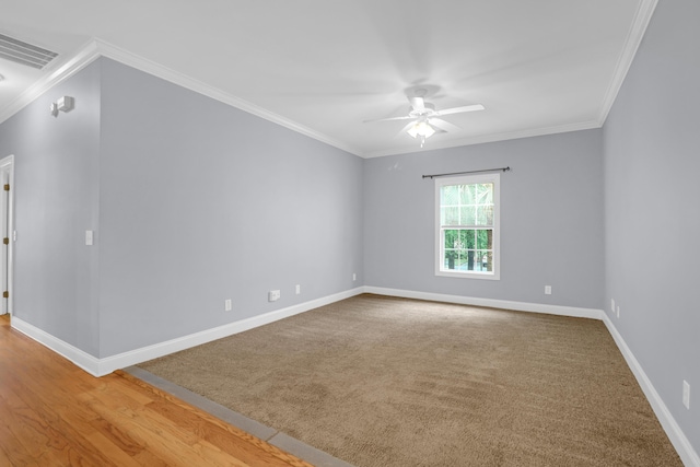 4003 Radcliffe Place Dr Unit B6, Charleston, SC 29414 - empty room with ceiling fan, baseboards, ornamental molding, and carpet floors