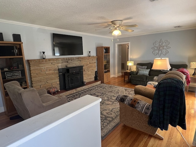 111 Newington Rd, Summerville, SC 29485 - living room featuring a textured ceiling, wood finished floors, and crown molding