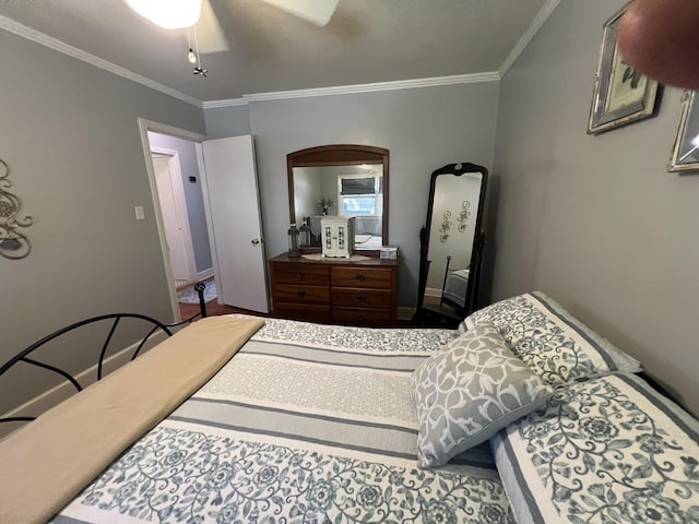 111 Newington Rd, Summerville, SC 29485 - bedroom with ornamental molding, ceiling fan, and baseboards