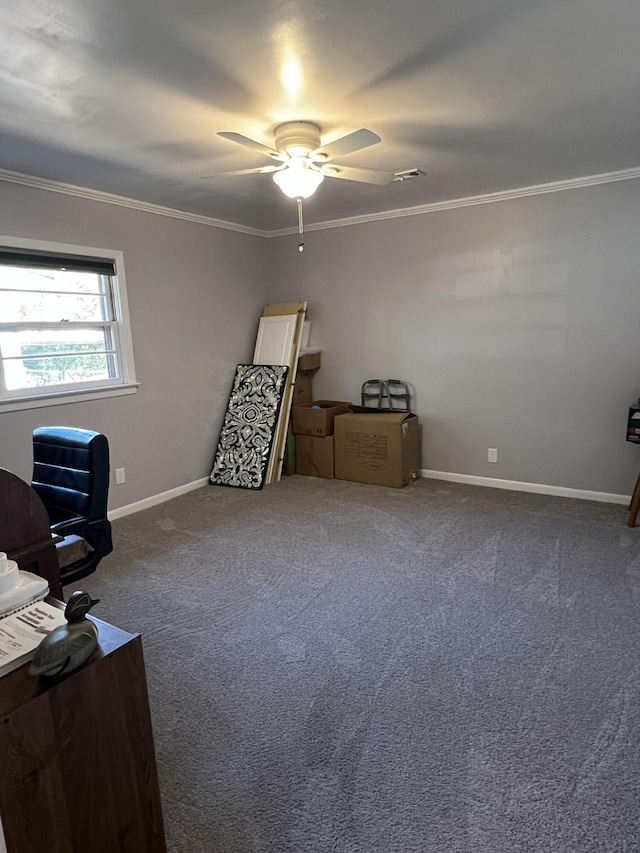 111 Newington Rd, Summerville, SC 29485 - unfurnished office with ornamental molding, carpet flooring, and baseboards