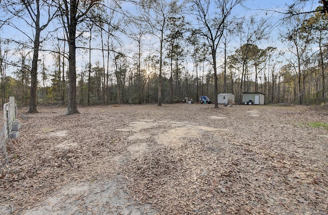 view of yard with an outbuilding