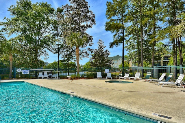 view of pool featuring a patio area and a community hot tub