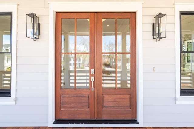 entrance to property with french doors