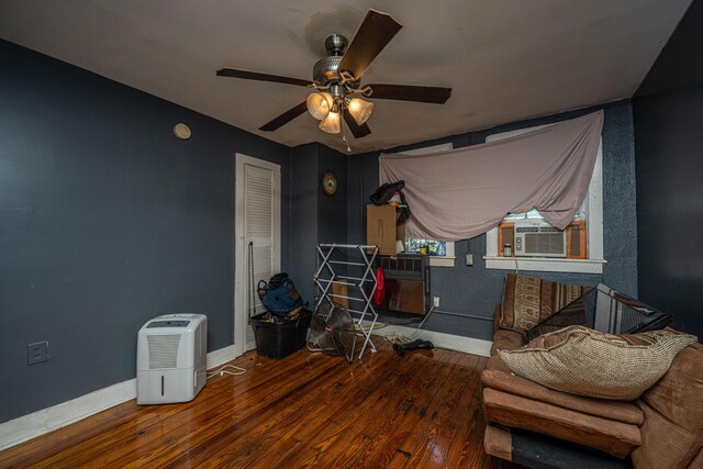 113 America St Unit A, B, C, D, Charleston, SC 29403 - living area with a ceiling fan, wood finished floors, cooling unit, and baseboards