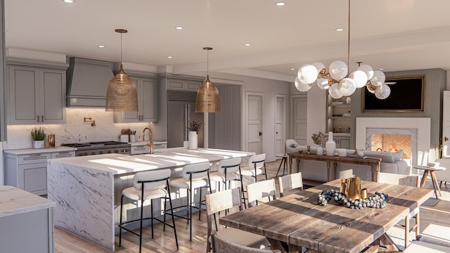 3307 Waterway Blvd, Isle Of Palms, SC 29451 - dining room featuring light wood finished floors, recessed lighting, and a chandelier