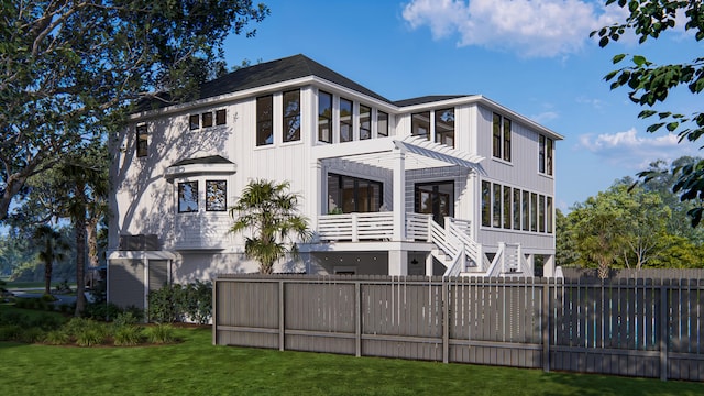 3307 Waterway Blvd, Isle Of Palms, SC 29451 - back of property featuring a sunroom and stairs