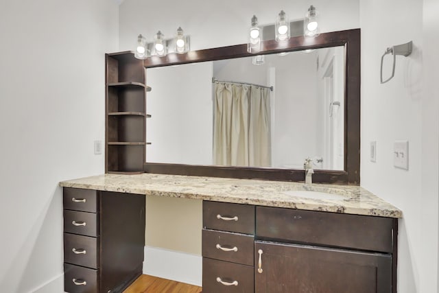 2159 Spoleto Ln Unit E, North Charleston, SC 29406 - full bathroom with vanity, wood finished floors, and curtained shower