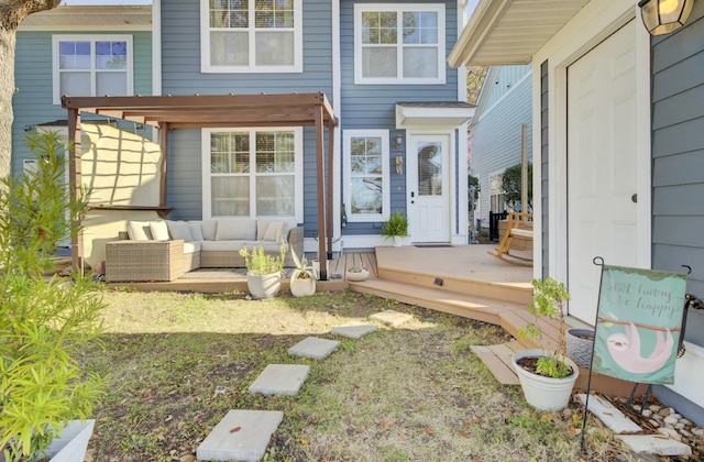 exterior space featuring an outdoor hangout area