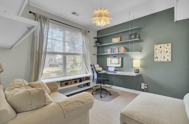 carpeted office with visible vents