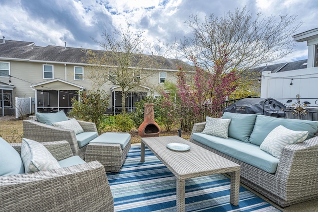 deck with a sunroom