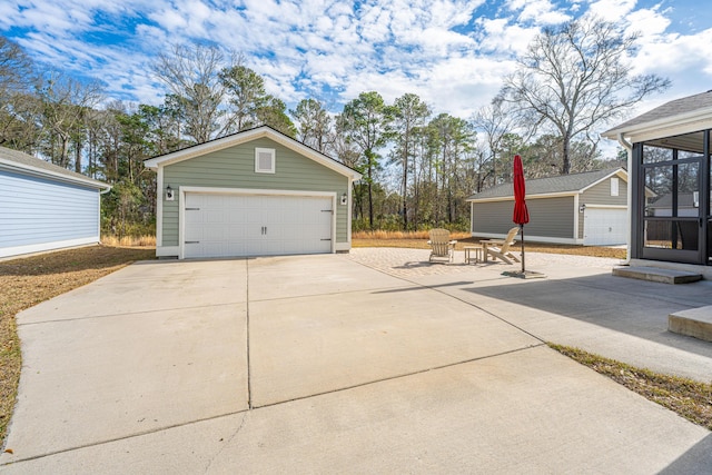 view of detached garage